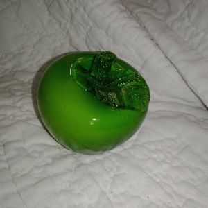 Vintage Glass Green Apple Fruit Decor Art